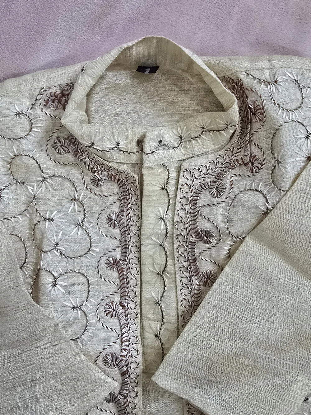 New Boys Embroidered Cream Indian Outfit